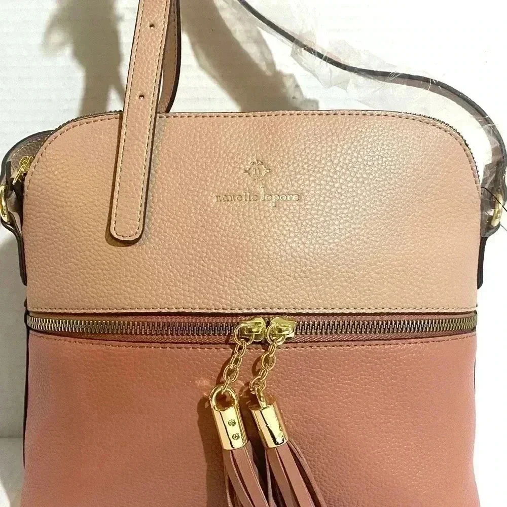 Nanette lepore faux  pebbled  leather pink crossbody handbag